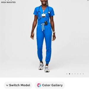 Figs High waisted Jogger Scrub Pants- Royal Blue